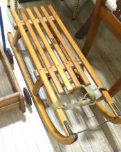 WOODEN SLED AND BABY WALKER