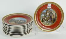 SET 12 ANTIQUE ENGLISH TEA PLATES