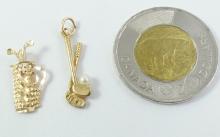 2 GOLD GOLFING CHARMS