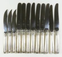 12 SILVER-HANDLED KNIVES