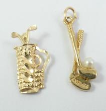 2 GOLD GOLFING CHARMS