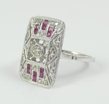 ART DECO STYLE RUBY & DIAMOND RING