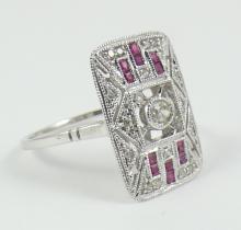 ART DECO STYLE RUBY & DIAMOND RING