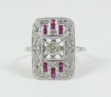 ART DECO STYLE RUBY & DIAMOND RING