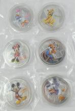 6 FINE SILVER DISNEY COINS - no tax