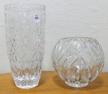 TWO LARGE CRYSTAL VASES