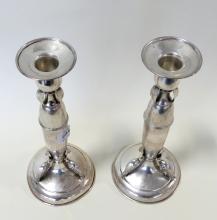 PAIR OF CARL POUL PETERSEN STERLING CANDLESTICKS