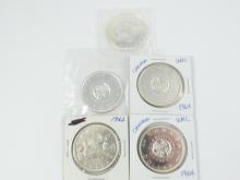 5 CANADIAN SILVER DOLLARS