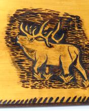 VINTAGE PYROPGRAHY WOOD PLAQUE