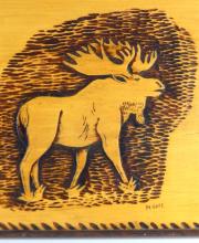 VINTAGE PYROPGRAHY WOOD PLAQUE