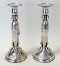 PAIR OF CARL POUL PETERSEN STERLING CANDLESTICKS