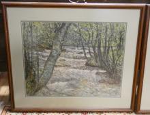 PAIR OF FRAMED PASTELS AND OIL PAINTING