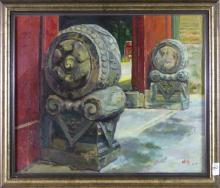 THREE CHINESE OIL PAINTINGS