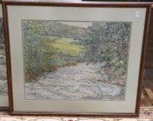 PAIR OF FRAMED PASTELS AND OIL PAINTING