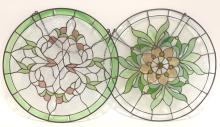 FIVE STAINED GLASS WINDOW PANELS