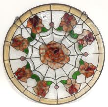 FIVE STAINED GLASS WINDOW PANELS