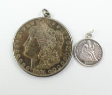 2 ANTIQUE U.S. COIN PENDANTS