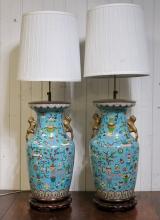 LARGE CLOISONNE LAMPS