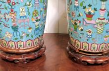 LARGE CLOISONNE LAMPS