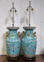 LARGE CLOISONNE LAMPS