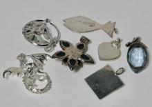 STERLING PENDANTS AND BROOCH