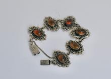 STERLING AND AMBER BRACELET