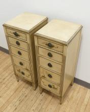 PAIR OF UPRIGHT BOUDOIR COMMODES