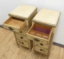 PAIR OF UPRIGHT BOUDOIR COMMODES