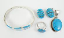 SUITE SILVER & TURQUOISE JEWELLERY