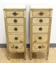 PAIR OF UPRIGHT BOUDOIR COMMODES