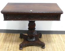 ANGLO INDIAN CARVED PADOUK CARD TABLE