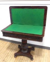 ANGLO INDIAN CARVED PADOUK CARD TABLE