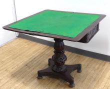 ANGLO INDIAN CARVED PADOUK CARD TABLE