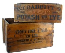 TWO ANTIQUE WOOD CRATES