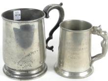 TWO ANTIQUE PEWTER MUGS