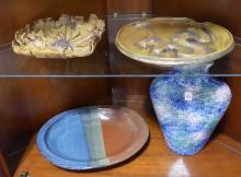 FOUR PIECES OF ART POTTERY