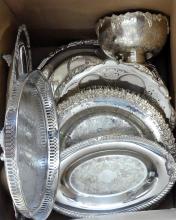 BOX LOT OF SILVER PLATE