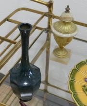 3 VASES, URN AND PLATE