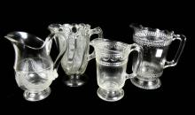 4 PATTERN GLASS LEMONADE PITCHERS