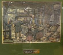 TWO WOODEN CARVINGS AND TOLE WORK