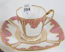 PAIR OF PLATES, TWO CUPS AND SAUCERS