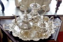 SILVER PLATE TEA AND COFFEE SERVICE