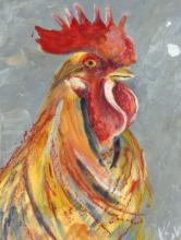 THREE ROOSTER PAINTINGS