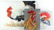 THREE ROOSTER PAINTINGS