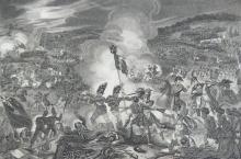 ANTIQUE PRINT, BATTLE OF WATERLOO EARLY 19TH C.