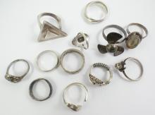 12 STERLING SILVER RINGS