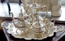 SILVER PLATE TEA AND COFFEE SERVICE