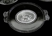 3 PATTERN GLASS BREAD TRAYS