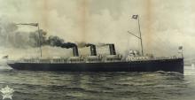 IMPRESSIVE ANTIQUE PRINT "NORTHERN STEAMSHIP"