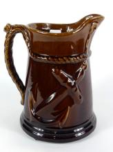 ANTIQUE ROCKINGHAM/BENNINGTON NAUTICAL PITCHER